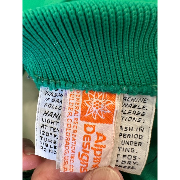 Vintage Alpine Designs Retro Ski Bib Overalls Snow Pants Small Bright Green 80s - Picture 5 of 16